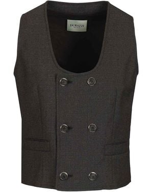 DURAZZI MILANO Tailored Double-Breasted Vest - Black