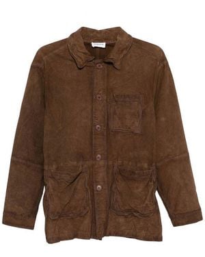P.A.R.O.S.H. Suede Leather Jacket - Brown