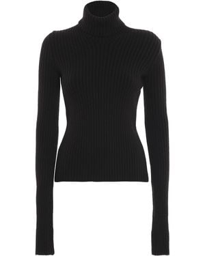 Bottega Veneta Stretch Wool Blend Turtleneck - Black