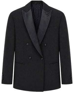 Giorgio Armani Giorgio's Virgin Wool Crepe Blazer - Black