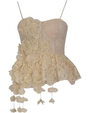 AMOSA Cotton Blend Lace Top - Natural