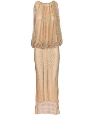 Sportmax Sleeveless Jersey Dress With Crystals - Natural