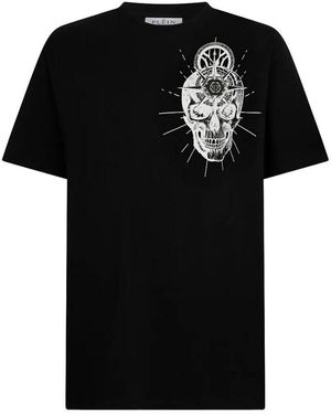 Philipp Plein Round-Neck T-Shirt Skull Tattoo - Black