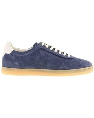 Brunello Cucinelli Washed Suede Sneakers - Blue