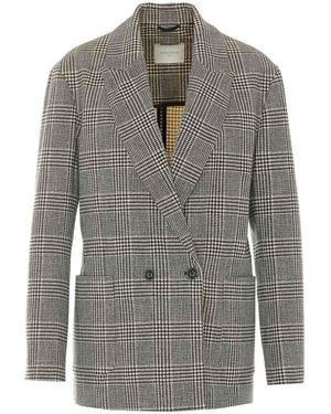 Circolo 1901 Check Motif Double Breasted Jacket - Gray