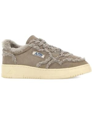 Autry Medalist Low Wom Suede/Shearling - Gray