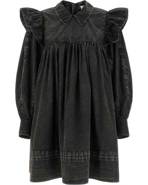 Ganni Washed Mini Shirt Dress - Black