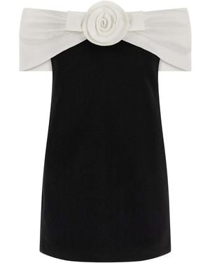Self-Portrait Crpe Flower Mini Dress - Black