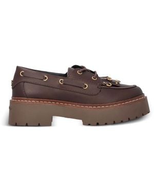 Pinko Margaret Loafers With Fringe - Brown