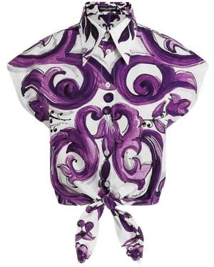 Dolce & Gabbana Maiolica Print Shirt - Purple