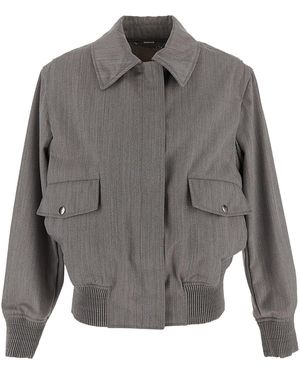 Stella McCartney Wool Bomber Jacket With Fringes in Natural