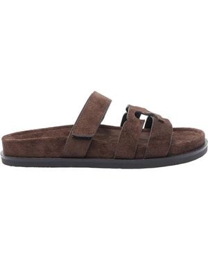 Tory Burch Chocolate Suede Ines Slippers - Brown