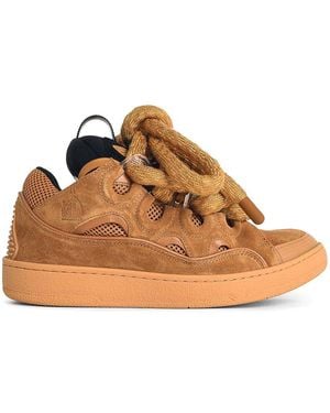 Lanvin Curb Leather Blend Trainers - Brown