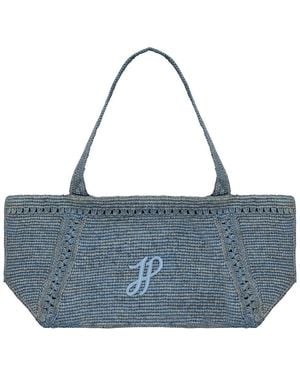 Patou Large Trapezio Tote With Jp Monogram - Blue