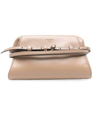 Moschino Tie Me Leather Clutch - Natural