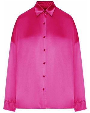 Dries Van Noten Satin-Effect Silk Shirt - Pink