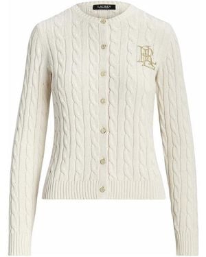 Ralph Lauren Ralhan-Long Sleeve-Cardigan-Gassed Cotton - White