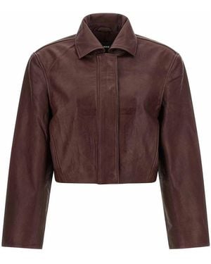 ROTATE BIRGER CHRISTENSEN Boxy Square Leather Jacket - Brown