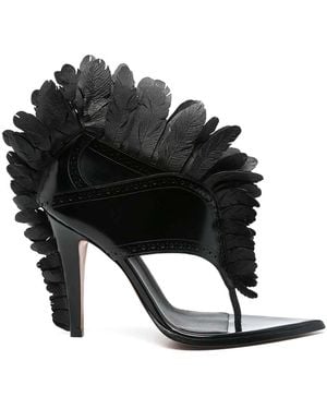 McQueen Feathers Sandals - Black