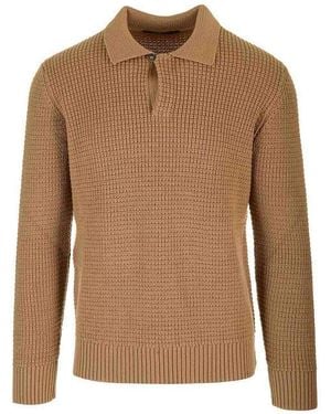 Tagliatore Wool Polo Shirt - Brown