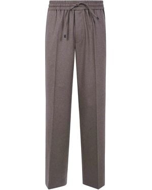 Drole de Monsieur Elastic Waist Flannel Trousers - Grey