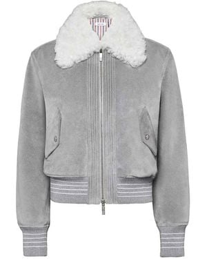 Thom Browne Leather Coat - Grey