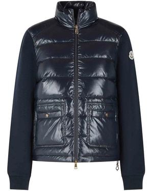 Moncler Cotton Blend Padded Sweater - Blue