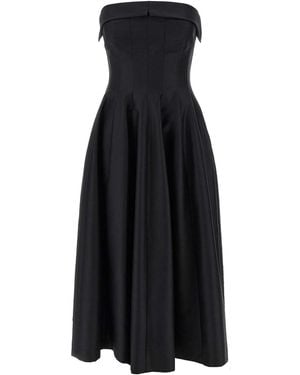 Alberta Ferretti Off-The-Shoulder Midi Dress With Structured Corset - Black