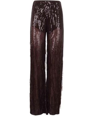 FEDERICA TOSI Sequined Trousers With Fringe - Purple