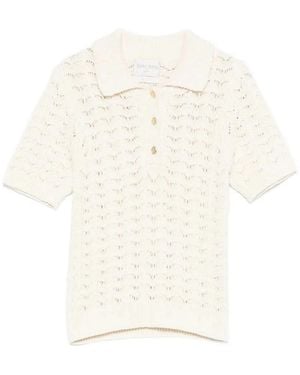 forte_forte Polo Perforated Yogurt - White