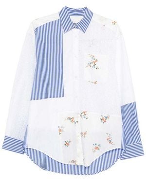 MSGM Light Patchwork Poplin Shirt - Blue
