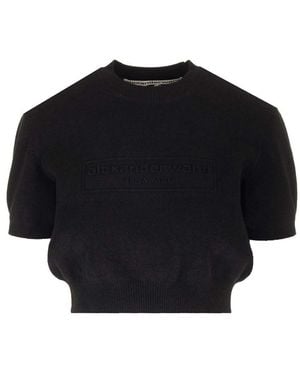 Alexander Wang Cropped Crew Neck Jumper - Blue