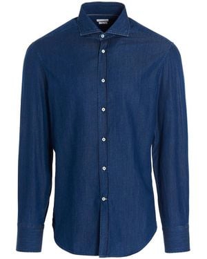 Brunello Cucinelli Chambray Cotton Shirt - Blue