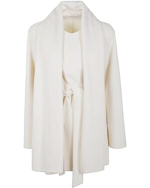 P.A.R.O.S.H. Double Short Belt Coat With Scarf - White