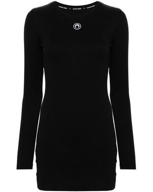 Marine Serre Ribbed Cotton Moon Mini Dress - Black