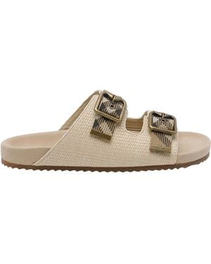 Burberry Urchin Rafia Sandals - White