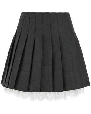 Self-Portrait Pleated Mini Skirt - Grey