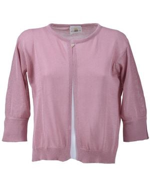 ELEVEN88 Cotton Cropped Cardigan - Purple