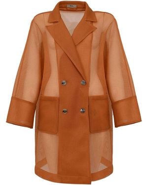 Herno Relaxed See-Through Mesh Coat - Brown