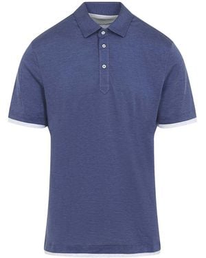 Brunello Cucinelli Silk Polo - Blue