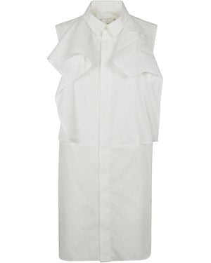 Sacai Ruffle Detail Shirt Dress - White
