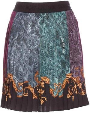 Versace Jeans Couture Logomania Pleated Mini Skirt - Blue