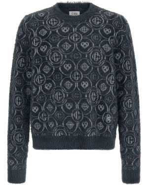 CASABLANCA Fluffy Monogram Sweater - Blue