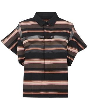 Sacai Shirt Horizontal Stripe Polo - Black