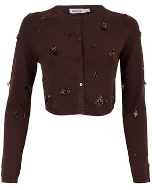 Jonathan Simkhai Zadie Embellished Cropped Cardigan - Brown