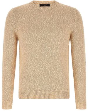 Zanone Two-Tone Yarn Jumper - Natural