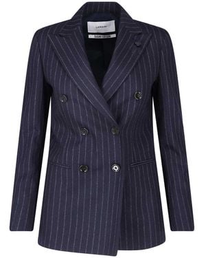 Lardini Double-Breasted Wool Blazer - Blue