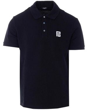 Balmain Embroidered Pb Logo Polo - Blue
