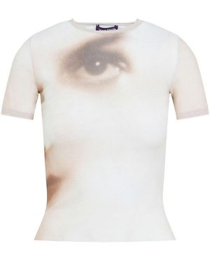 Jean Paul Gaultier Mesh Baby Printed Face T-Shirt - White