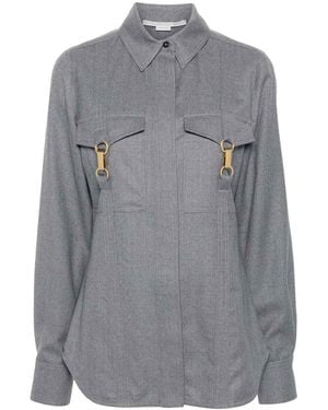 Stella McCartney Wool Shirt Embellished With Buckles - Grey